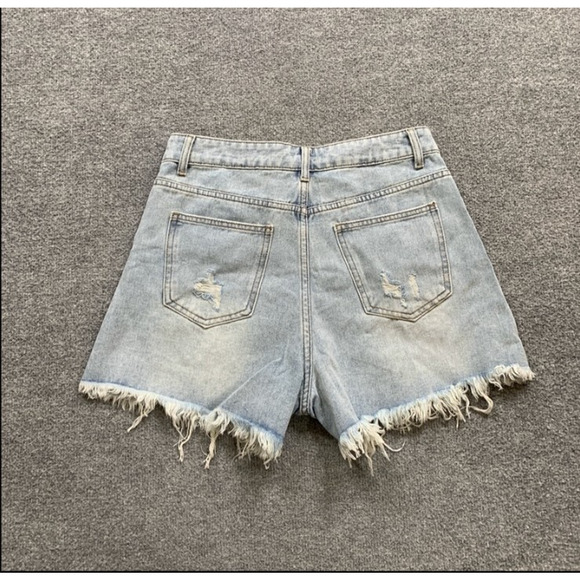 Cider Shorts Womens M Medium High Waisted Distressed Micro Denim Fringe Hem - Picture 8 of 10